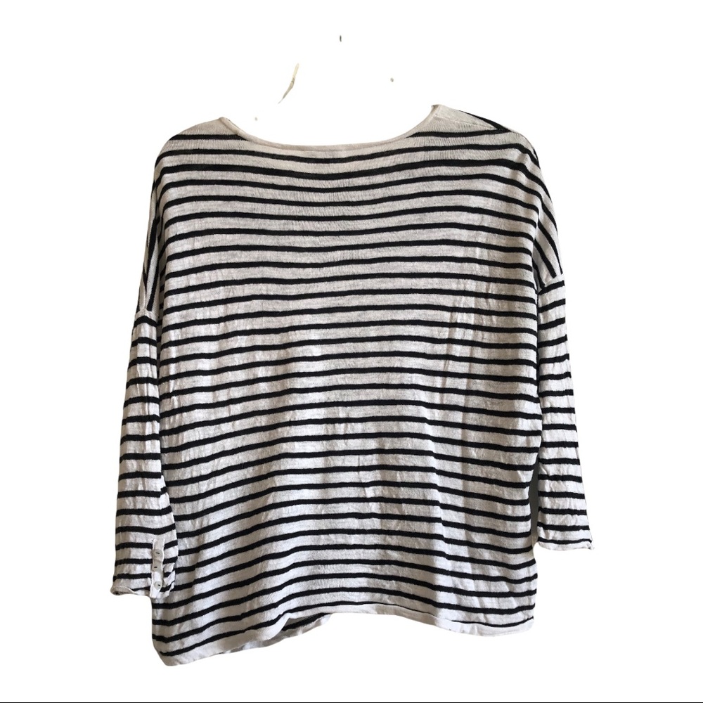 J.Jill Black & White Striped Sweater - Picture 2 of 5